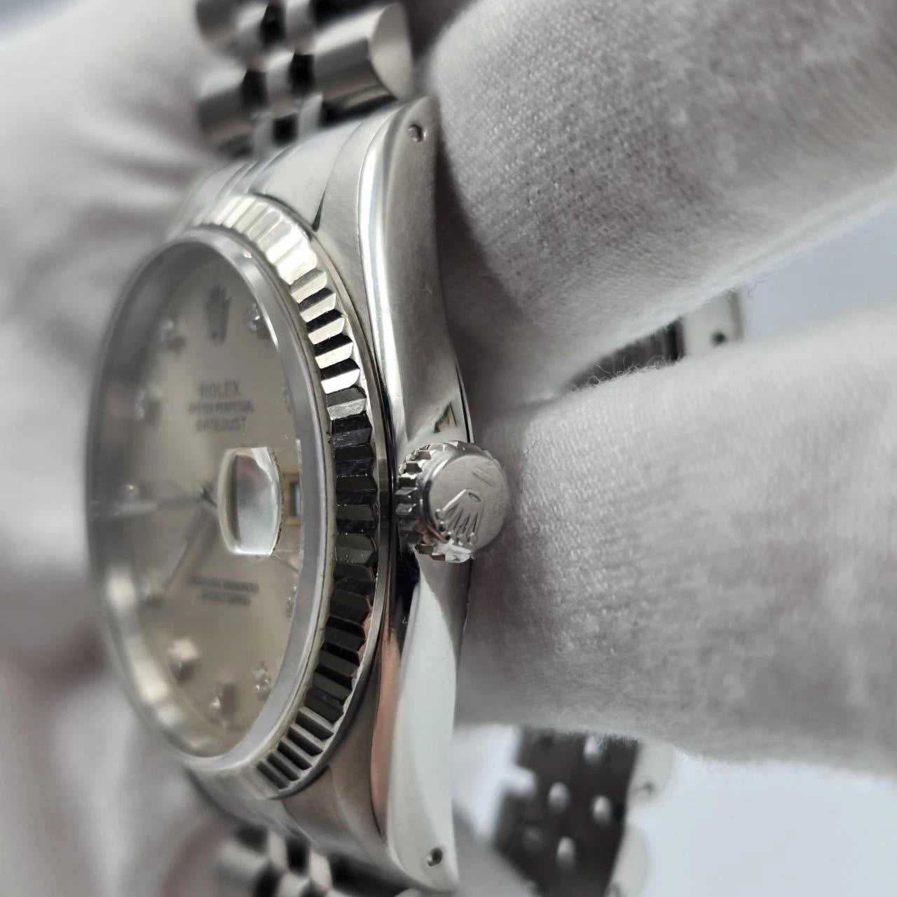Rolex Datejust Silver Diamond Dial Stainless Steel Jubilee 16234 36mm Watch