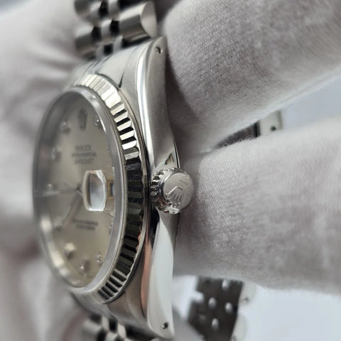 Rolex Datejust Silver Diamond Dial Stainless Steel Jubilee 16234 36mm Watch
