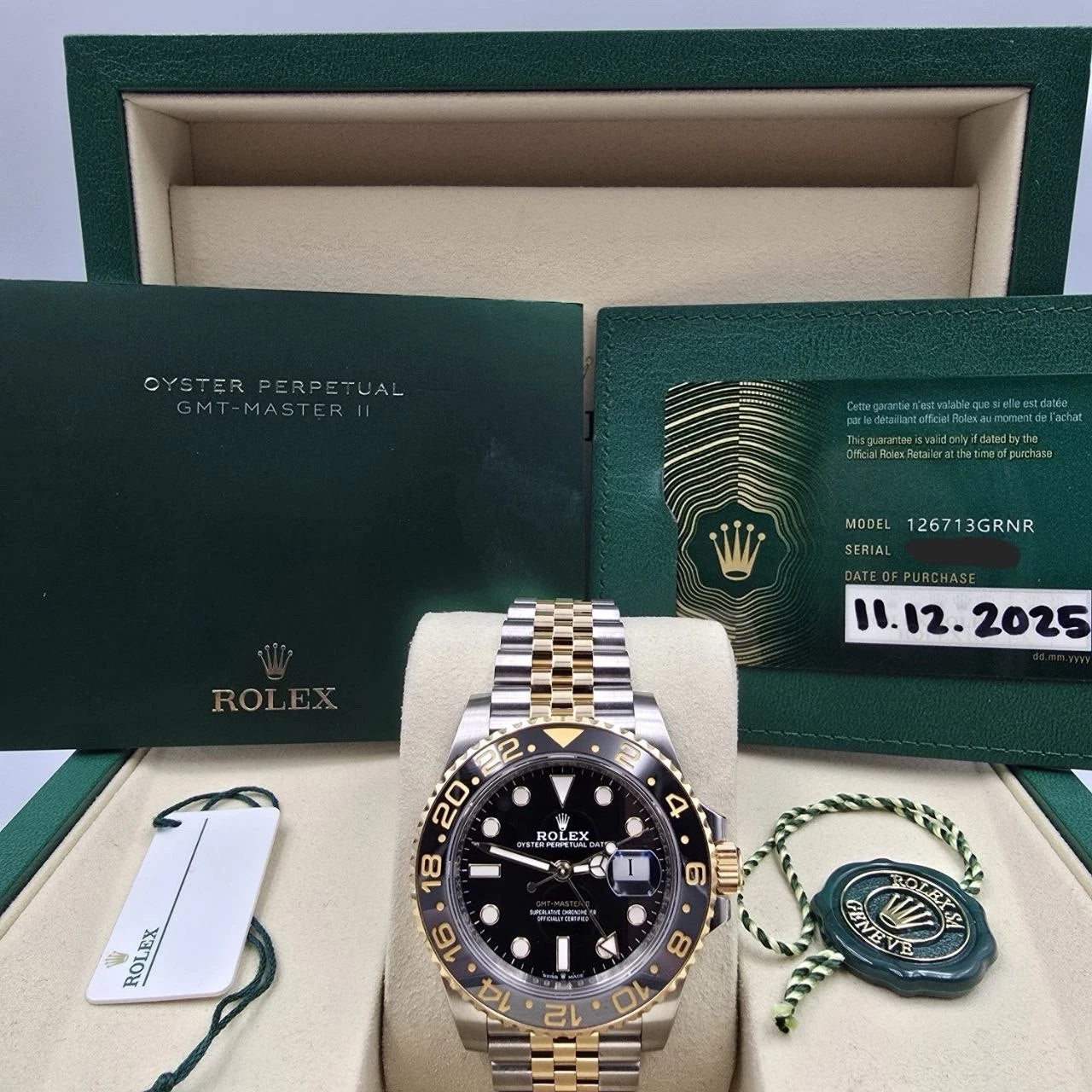 PAPERS 2025 Rolex GMT-Master II 40mm 126713GRNR Two-Tone Zombie Jubilee BOX