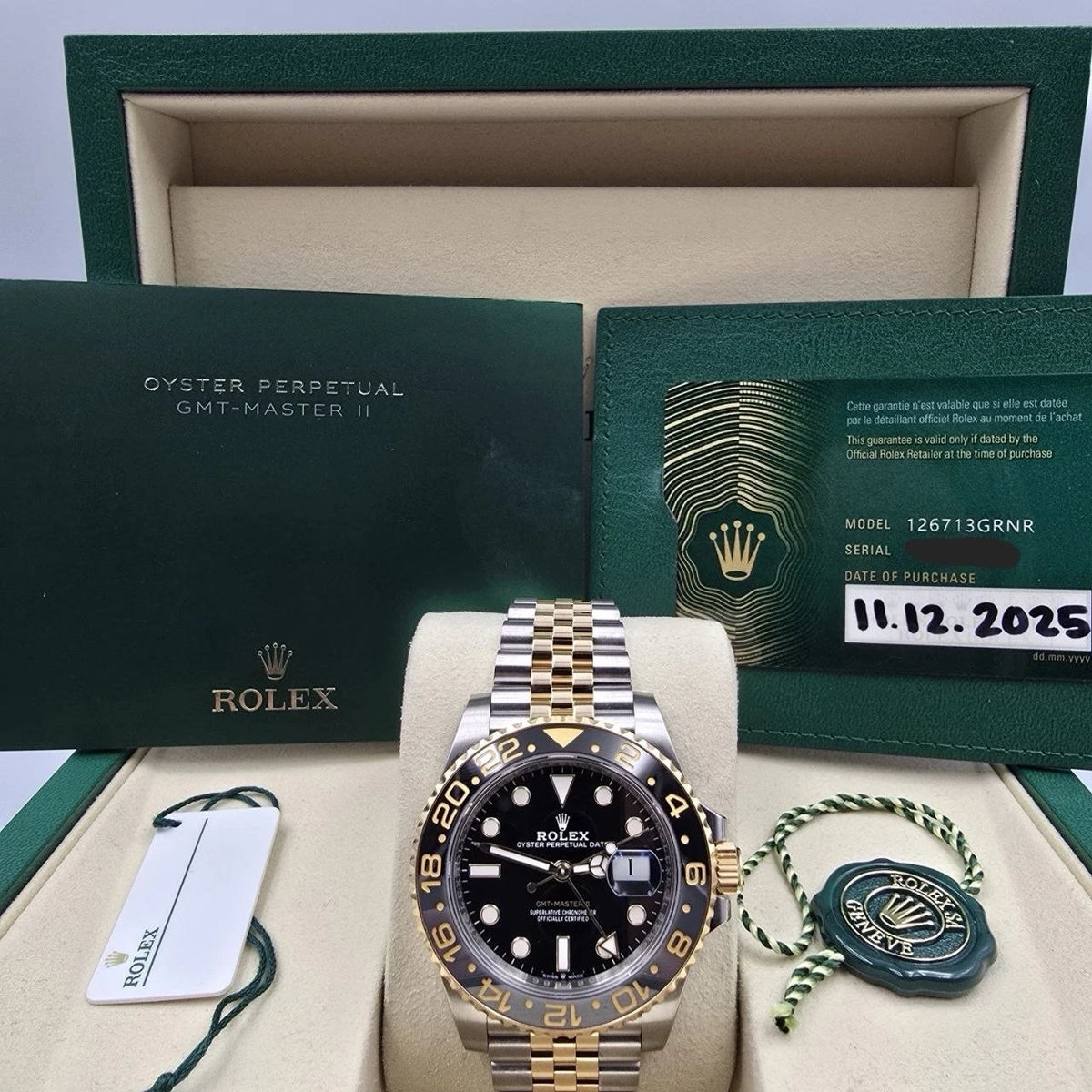 PAPERS 2025 Rolex GMT-Master II 40mm 126713GRNR Two-Tone Zombie Jubilee BOX