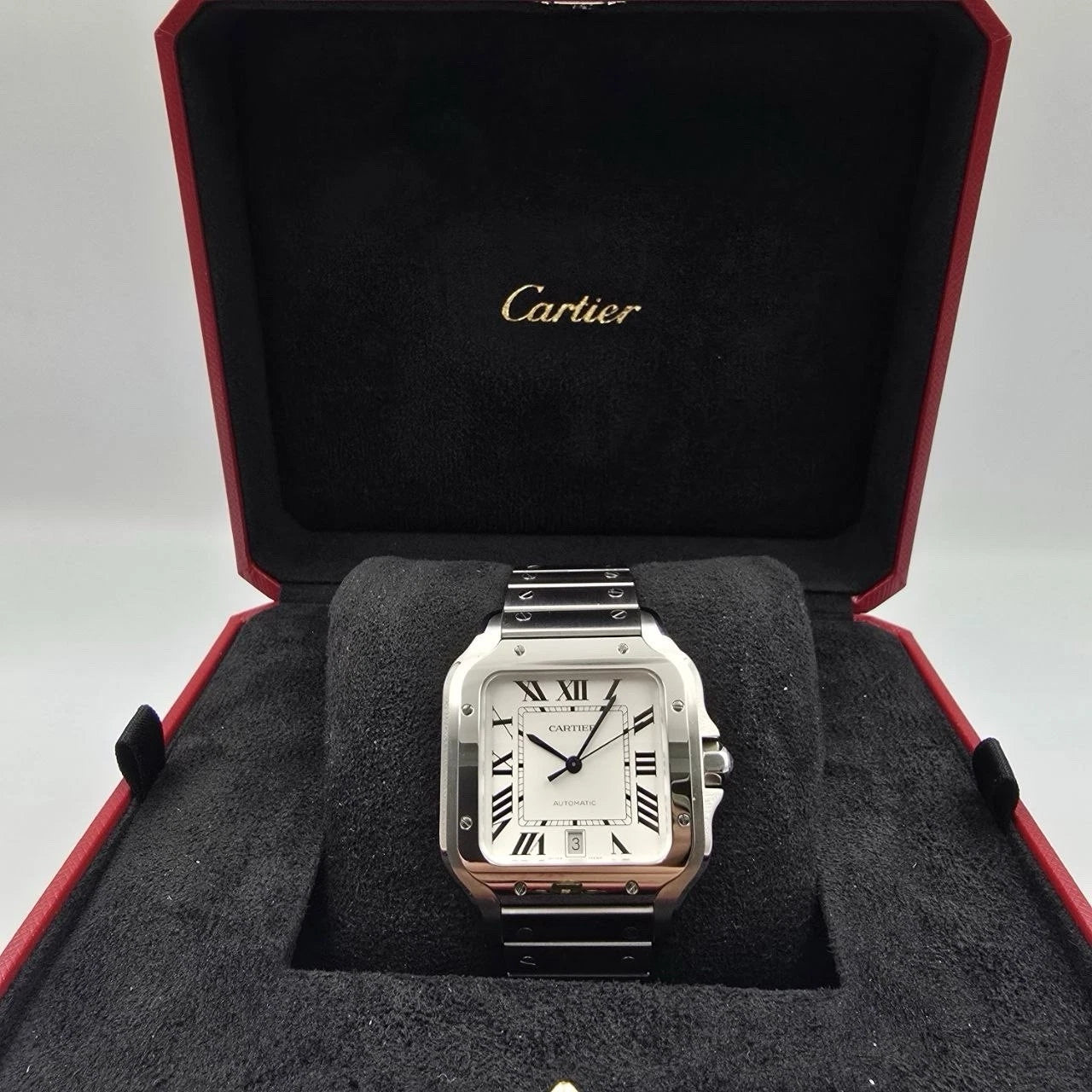 2025 PAPERS Cartier Santos de Cartier Steel Large White Dial WSSA0018 BOX