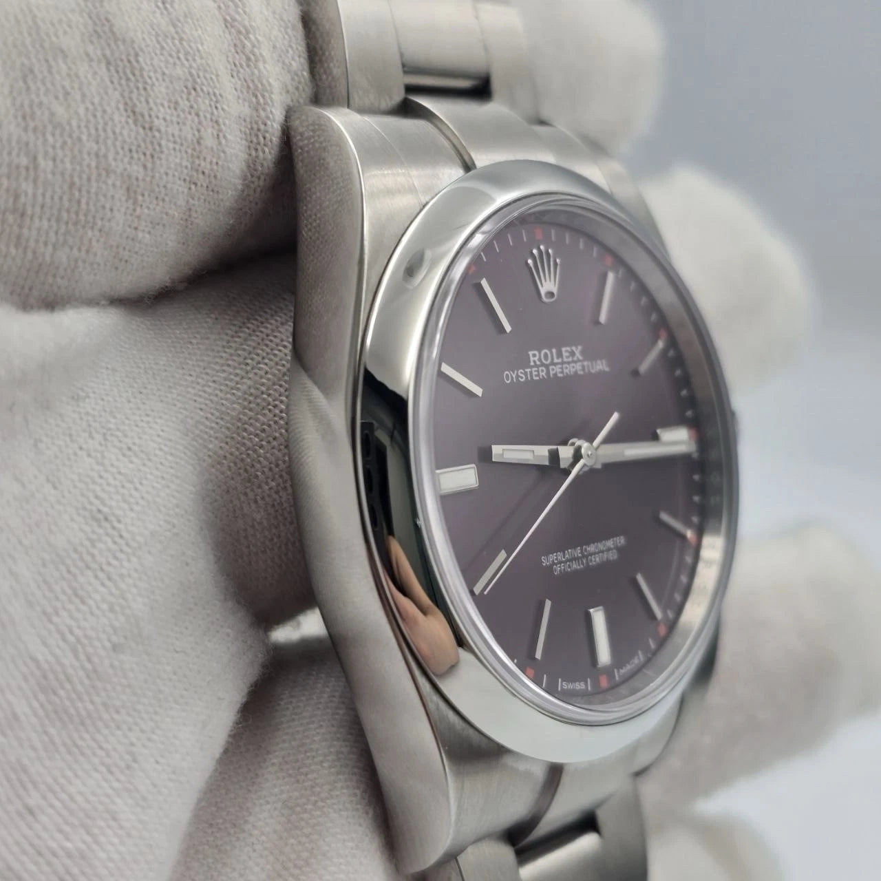 PAPERS 2019 Rolex Oyster Perpetual PURPLE GRAPE 39mm Stainless Steel 114300 BOX