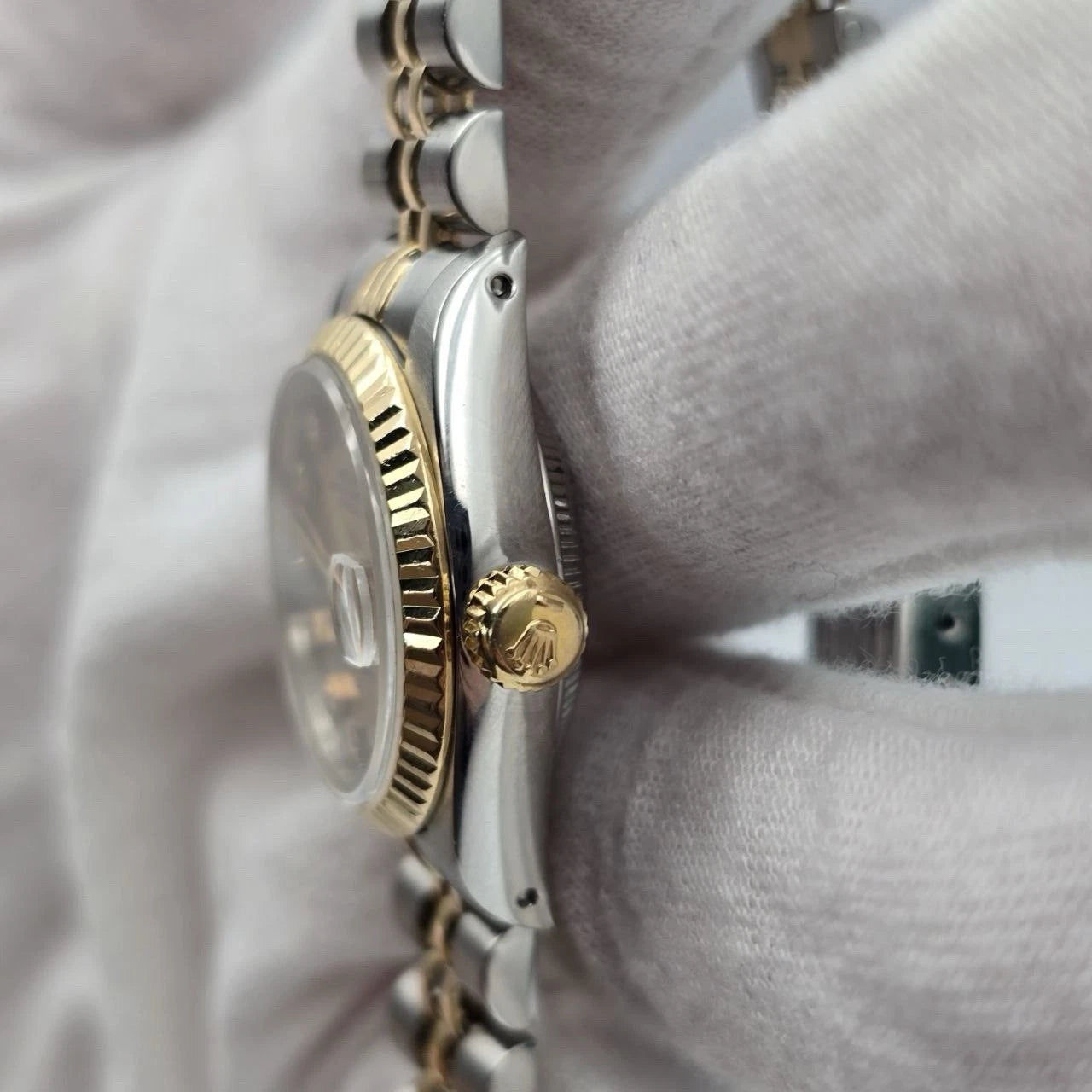 Rolex Lady Datejust 26mm Yellow Gold Steel Factory Champagne Diamond Dial 69173