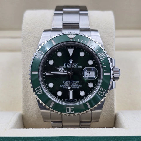 2014 PAPERS Rolex Submariner Hulk 116610LV Green 40mm Ceramic Watch BOX