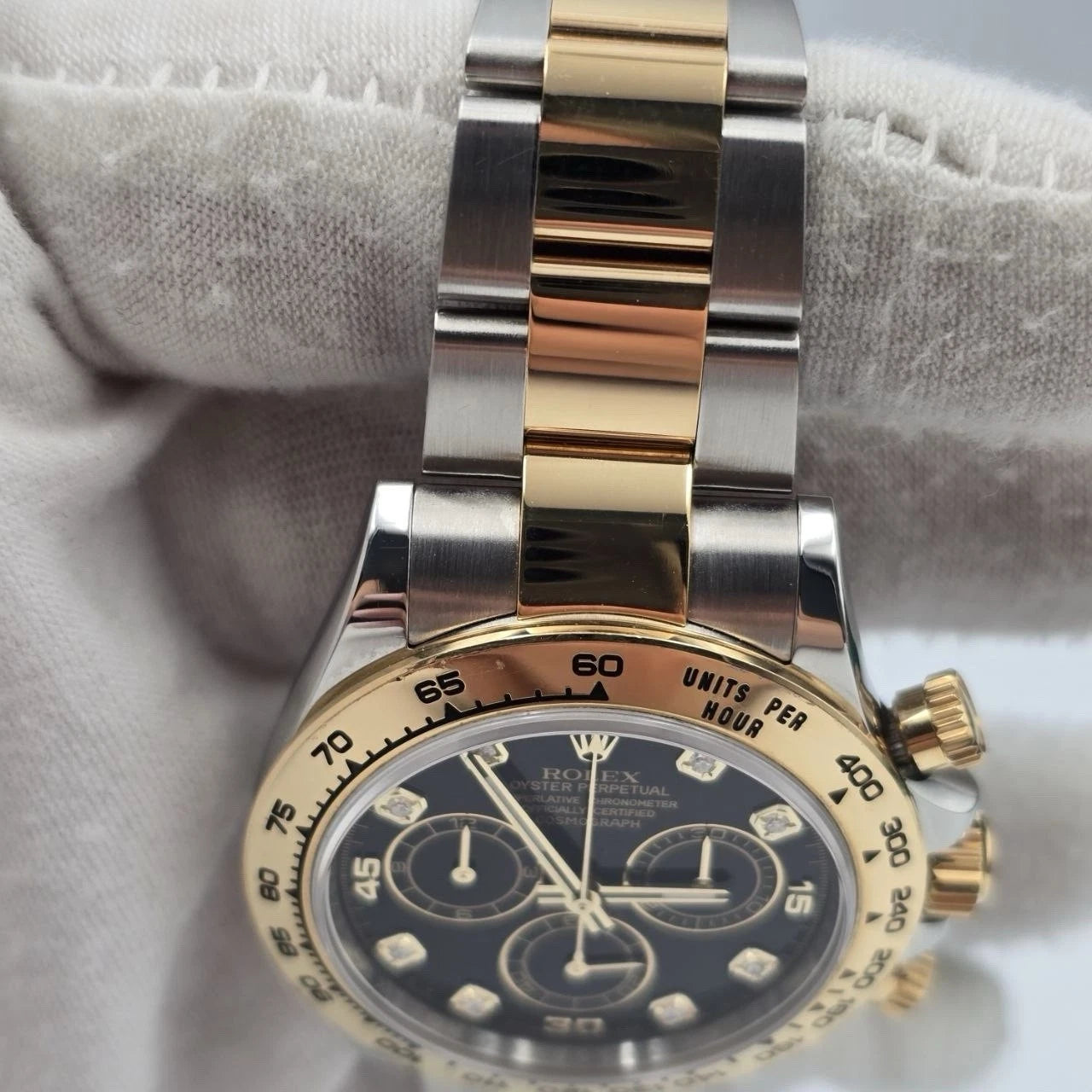 2021 PAPERS Rolex Daytona Black Diamond Dial 18K Yellow Gold Steel 116503 BOX