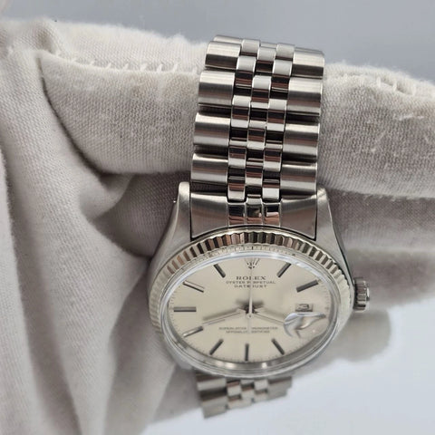 2015 RSC Rolex Datejust 36mm Oyster Perpetual White Gold Steel Silver Dial 16014