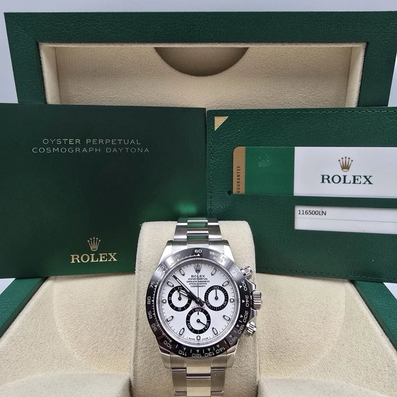 2017 PAPERS Rolex Daytona 116500LN Panda White Dial Ceramic 40mm Steel BOX