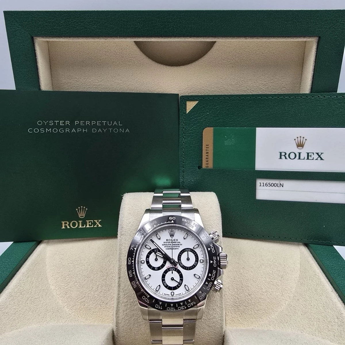 2017 PAPERS Rolex Daytona 116500LN Panda White Dial Ceramic 40mm Steel BOX