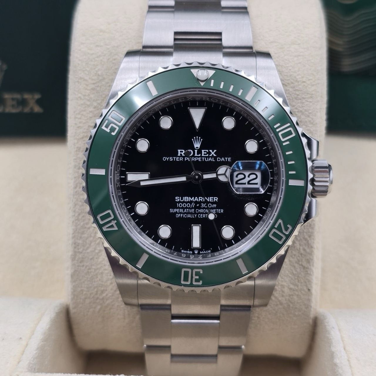 2022 PAPERS Rolex Submariner Date Starbucks Green Bezel Black 41mm 126610LV BOX