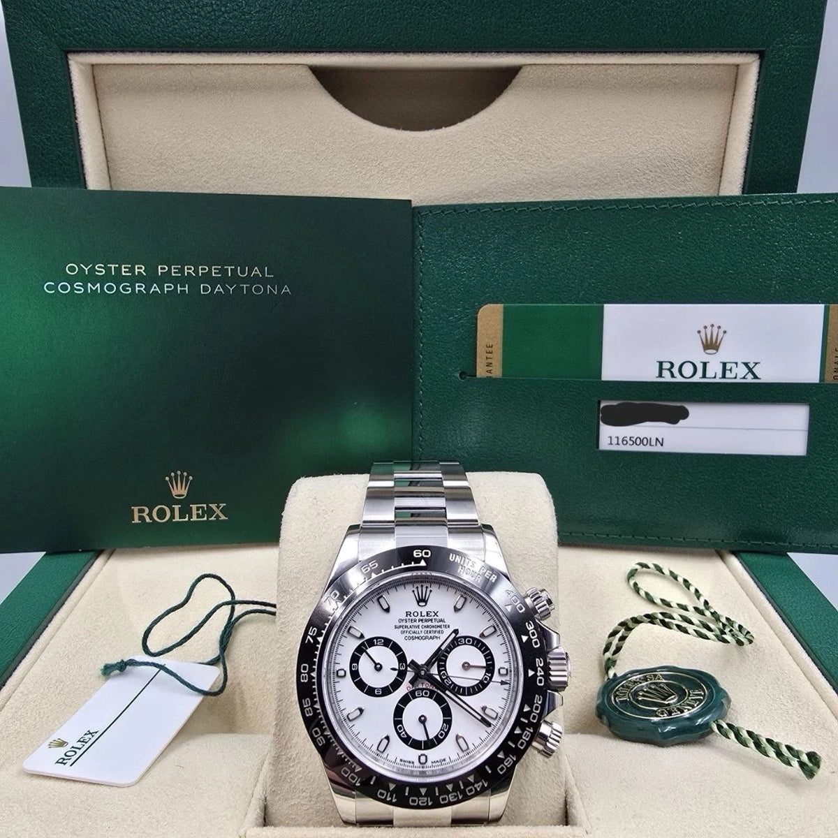 2020 PAPERS Rolex Daytona 116500LN Panda White Dial Ceramic 40mm Steel Watch BOX