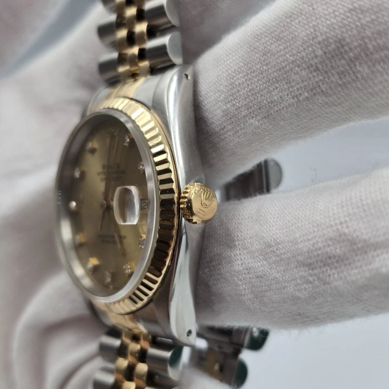 Rolex Datejust 36mm Champagne Diamond Dial Two Tone Jubilee 16233