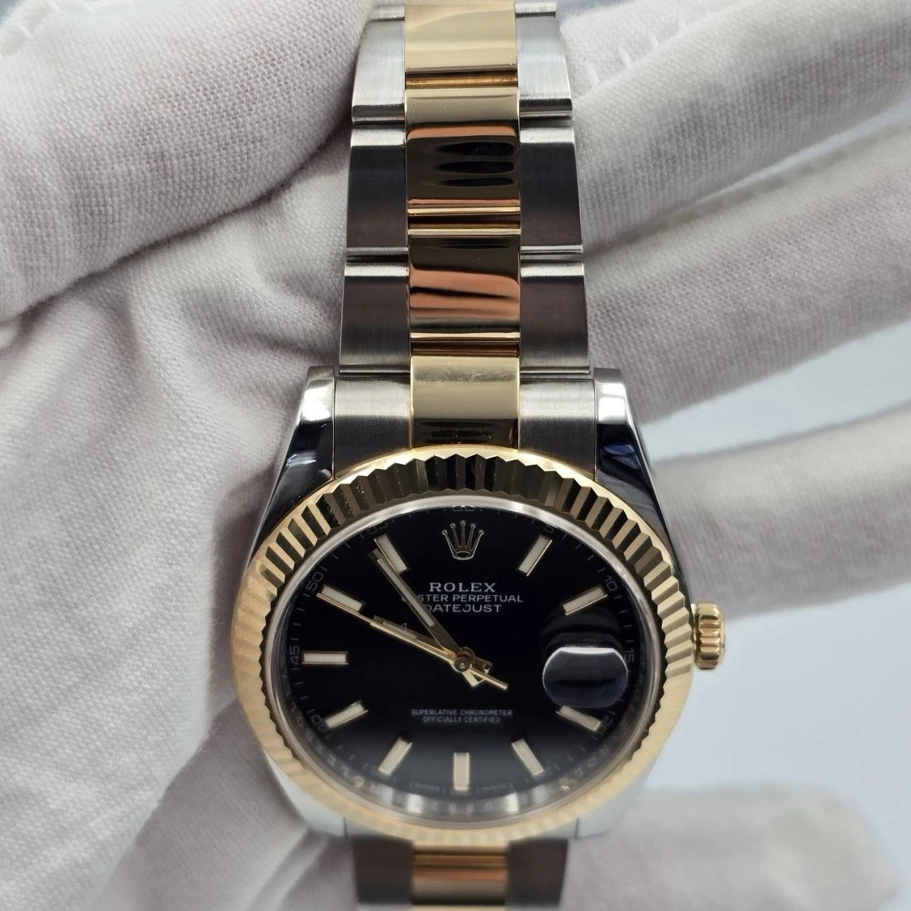 2017 PAPERS Rolex Datejust 41mm Two Tone Steel Black Dial Oyster 126333 BOX