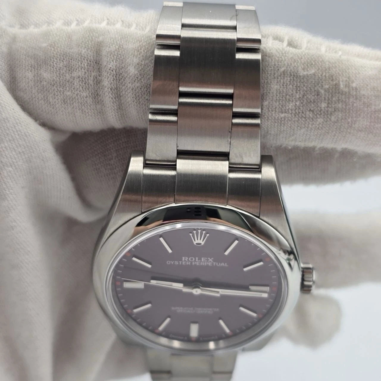 PAPERS 2019 Rolex Oyster Perpetual PURPLE GRAPE 39mm Stainless Steel 114300 BOX