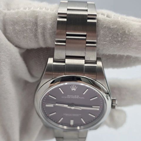 PAPERS 2019 Rolex Oyster Perpetual PURPLE GRAPE 39mm Stainless Steel 114300 BOX