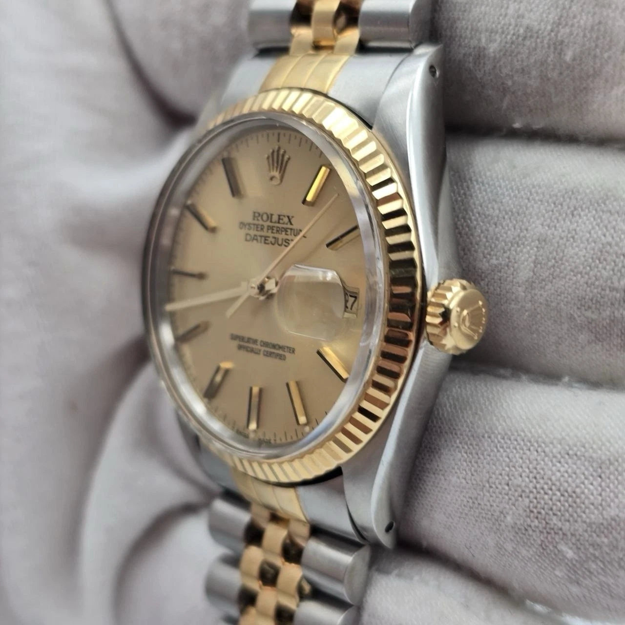 2025 RSC Rolex Datejust Champagne Two-Tone Yellow Gold Jubilee 16013 36mm Watch