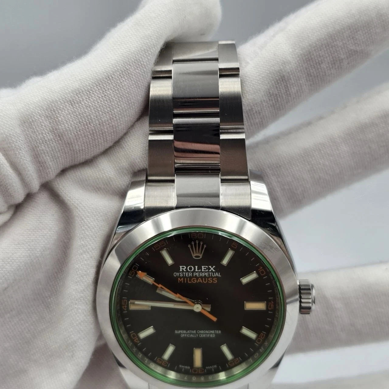 2021 PAPERS Rolex Milgauss 116400GV Black Green Stainless Steel 40mm BOX