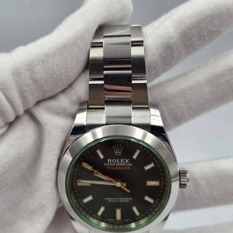 2021 PAPERS Rolex Milgauss 116400GV Black Green Stainless Steel 40mm BOX