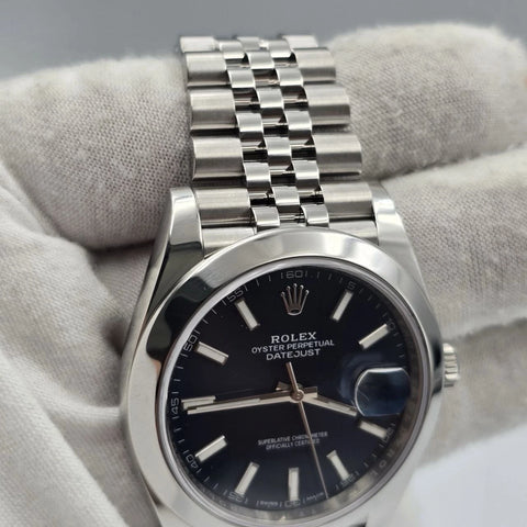 2018 PAPERS Rolex Datejust 41mm 126300 Blue Stick Dial Smooth Bezel Jubilee BOX