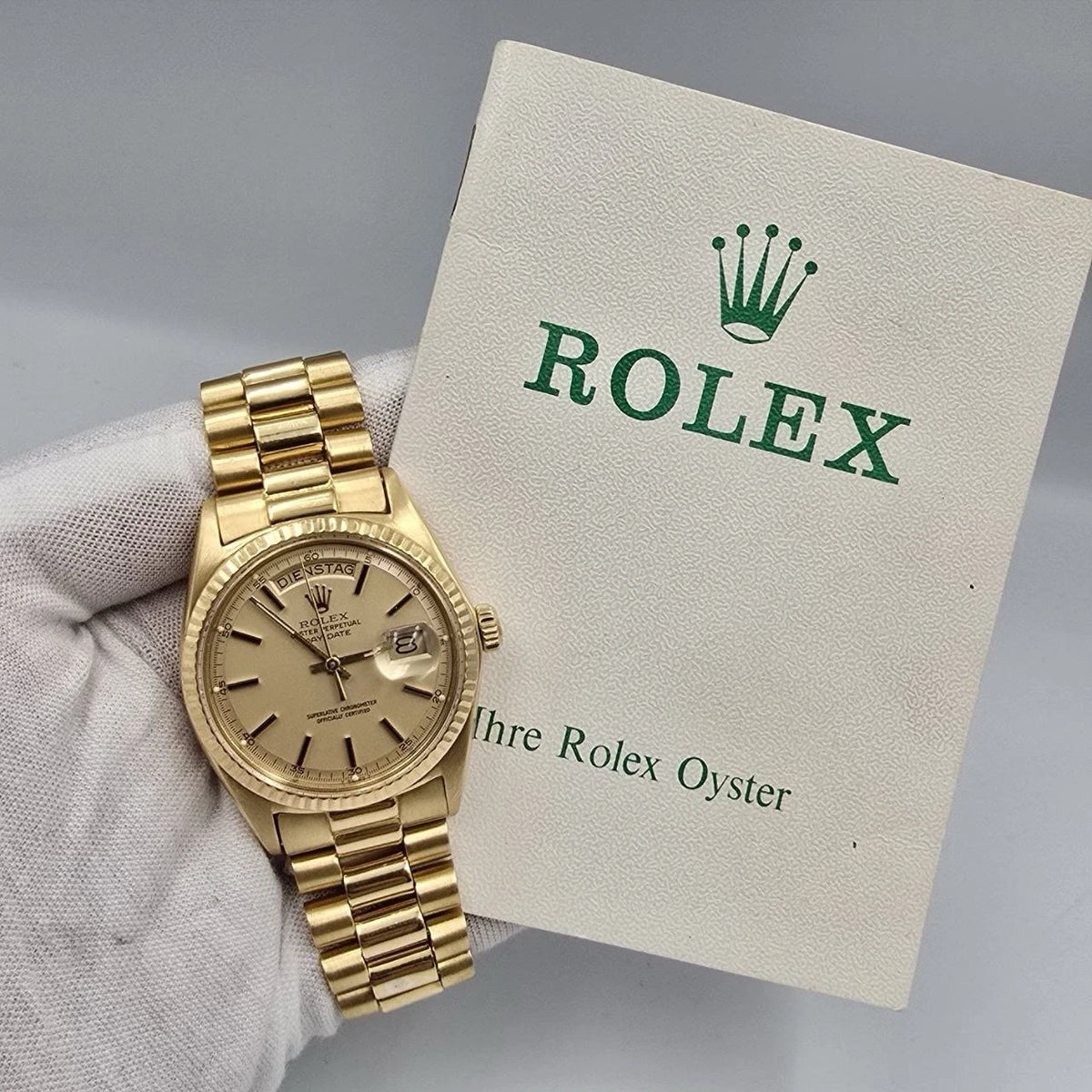 PAPERS Rolex Day-Date 1803 President German 18k Gold 36mm Factory Champagne Dial
