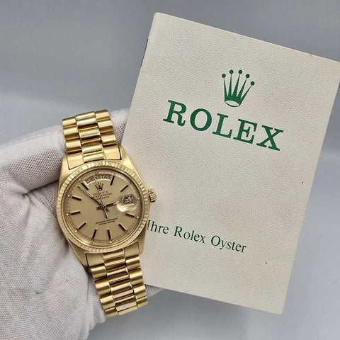 PAPERS Rolex Day-Date 1803 President German 18k Gold 36mm Factory Champagne Dial