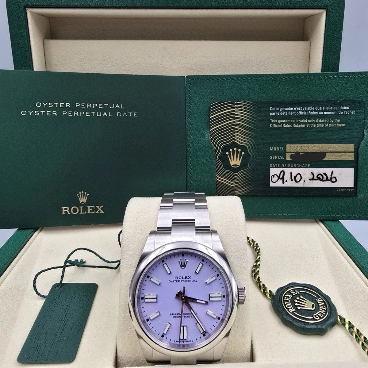 2026 NEW Rolex Oyster Perpetual Stainless Steel 41mm Lavender Dial 134300 UNWORN