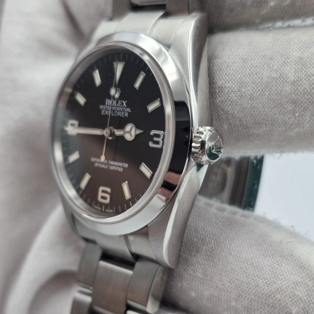 2004 PAPERS Rolex Explorer I 114270 36mm Stainless Steel Black Dial Watch