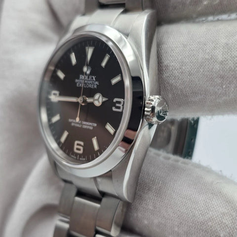 2004 PAPERS Rolex Explorer I 114270 36mm Stainless Steel Black Dial Watch