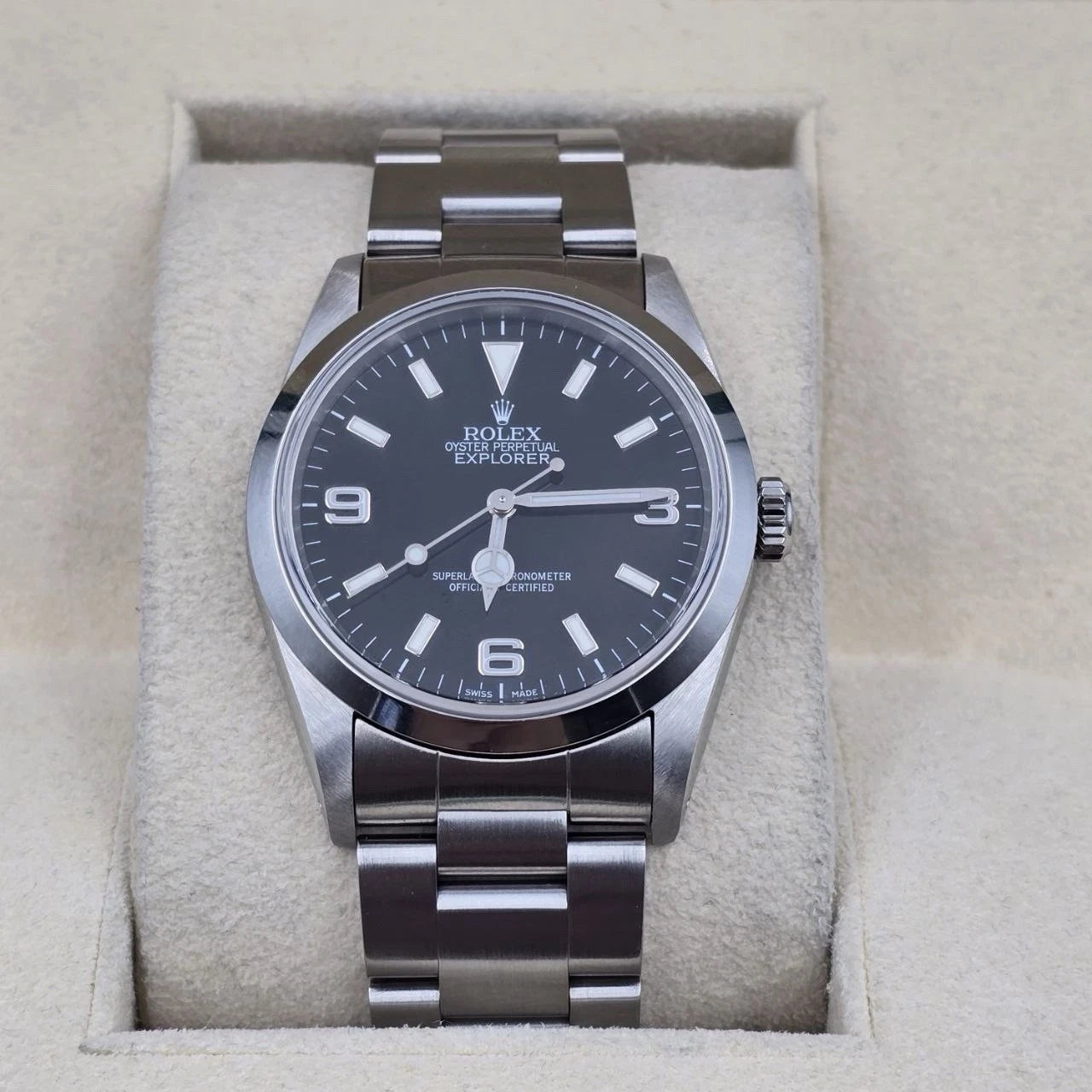 PAPERS Rolex Explorer I 14270 Men’s Automatic 36mm Steel Black Dial Watch + RSC