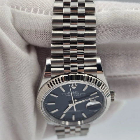 2025 PAPERS Rolex Datejust 36mm Blue Dial Fluted Steel Jubilee 126234 BOX