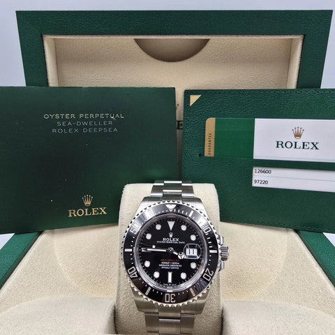 2020 PAPERS Rolex Sea-Dweller Black Red Letters Stainless Steel 43mm 126600 BOX
