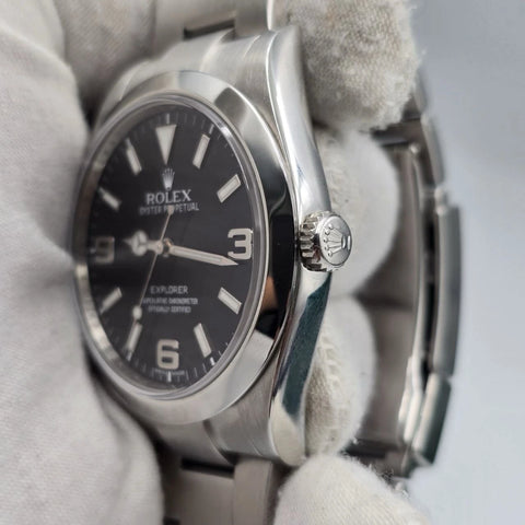 2010 Rolex Explorer I Black Stainless Steel 39mm Watch 214270