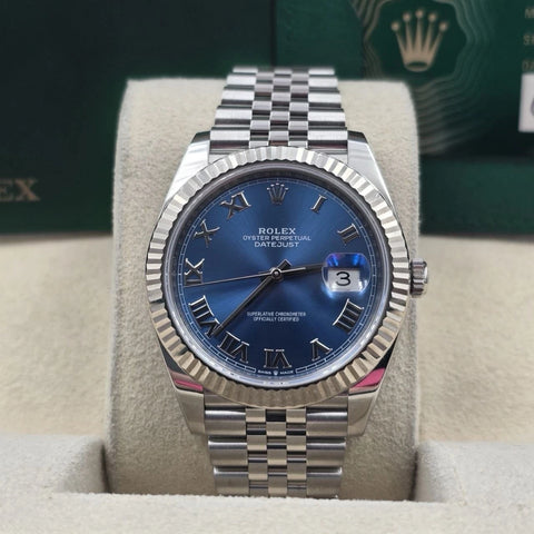 2020 PAPERS Rolex Datejust 41mm 126334 Steel Jubilee Roman Blue Dial BOX