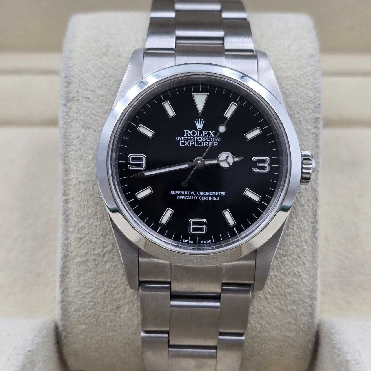 2004 PAPERS Rolex Explorer I 114270 36mm Stainless Steel Black Dial Watch