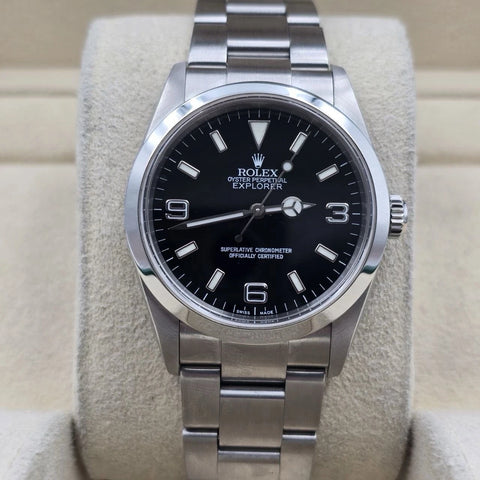 2004 PAPERS Rolex Explorer I 114270 36mm Stainless Steel Black Dial Watch