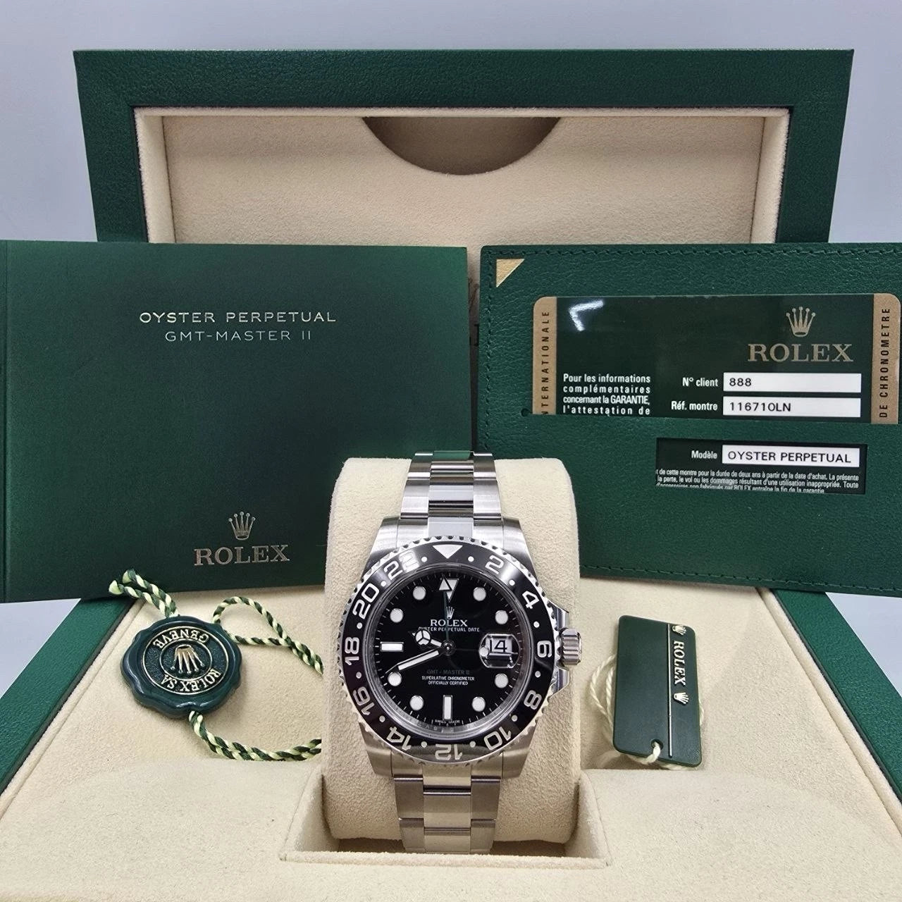 2013 PAPERS Rolex GMT Master II 116710LN Steel Ceramic "Green Arrow" 40mm BOX