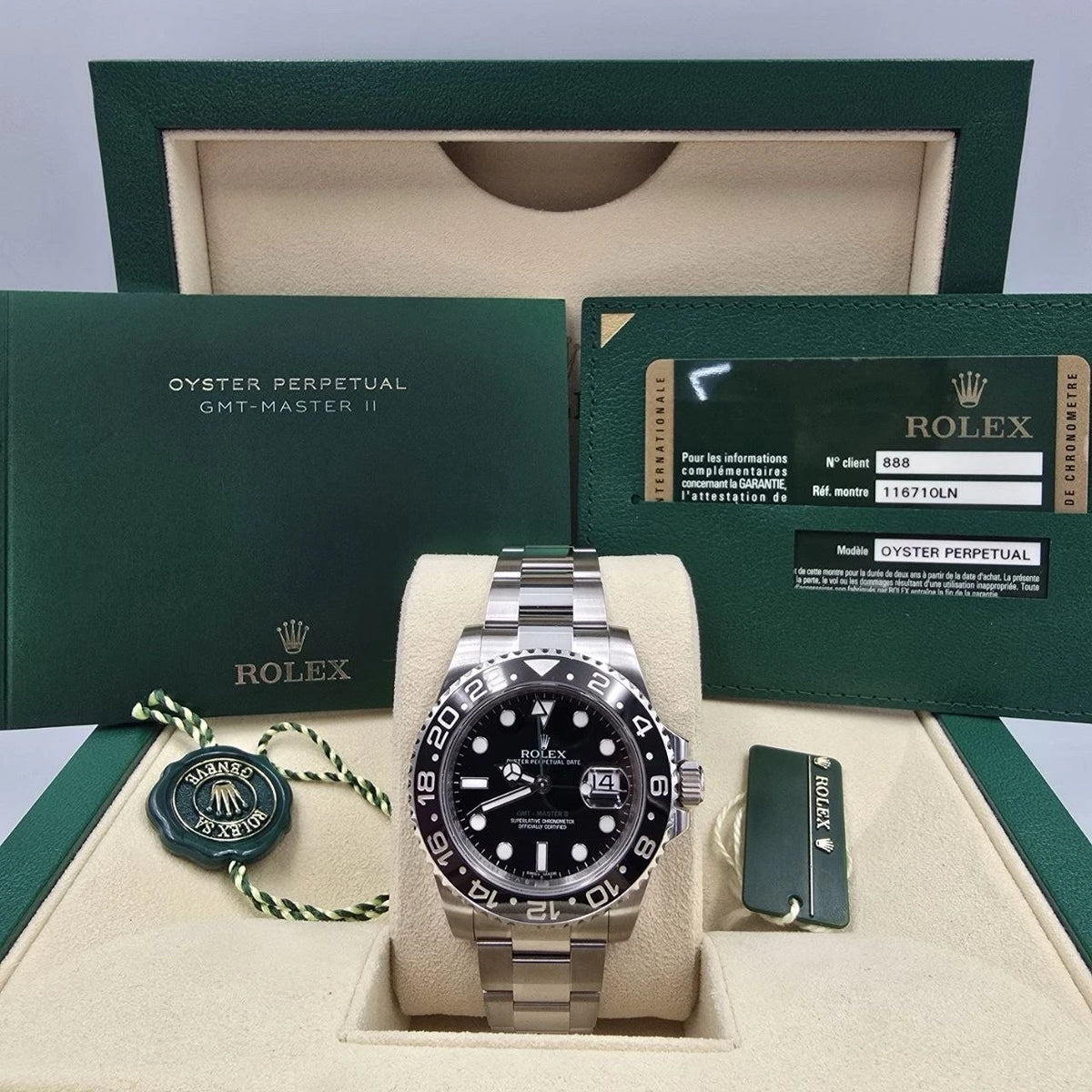 2013 PAPERS Rolex GMT Master II 116710LN Steel Ceramic "Green Arrow" 40mm BOX