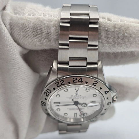 1999 PAPERS Rolex 16570 Explorer II Polar White Dial Stainless Steel 40mm Watch