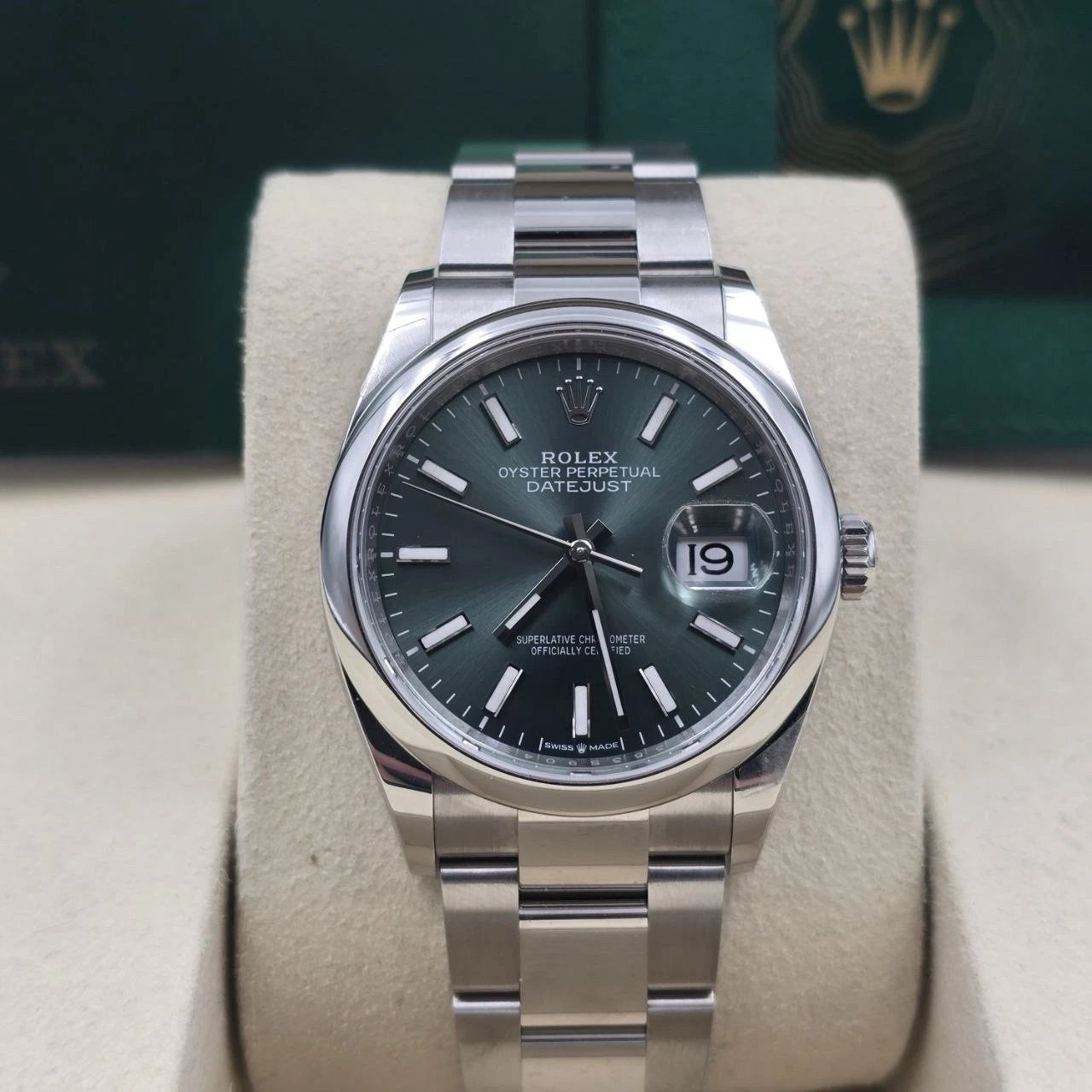 2025 PAPERS Rolex Datejust Green Dial Stainless Steel Oyster 36mm 126200 BOX