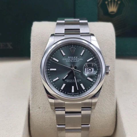 2025 PAPERS Rolex Datejust Green Dial Stainless Steel Oyster 36mm 126200 BOX