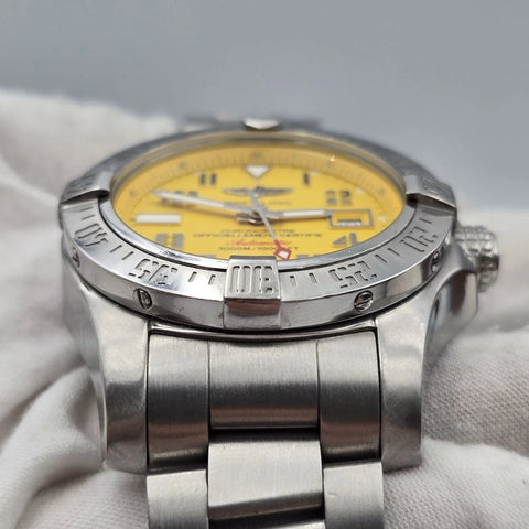2017 PAPERS Breitling Avenger II Seawolf A173311 Yellow Dial 44mm Watch BOX