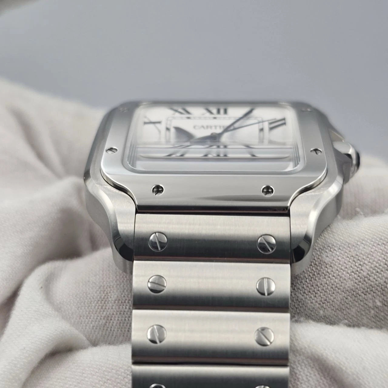 2025 PAPERS Cartier Santos de Cartier Steel Large White Dial WSSA0018 BOX