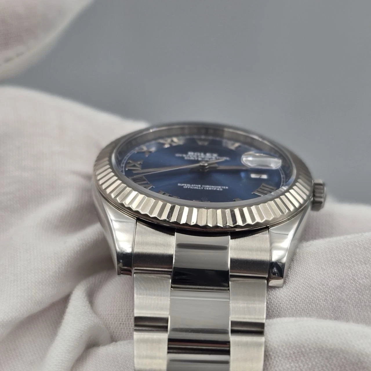 2022 PAPERS Rolex Datejust 126334 Steel Oyster Azzurro Blue Roman Dial 41mm BOX
