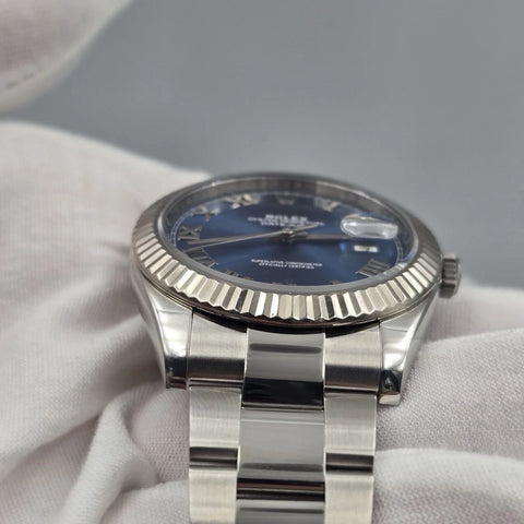 2022 PAPERS Rolex Datejust 126334 Steel Oyster Azzurro Blue Roman Dial 41mm BOX