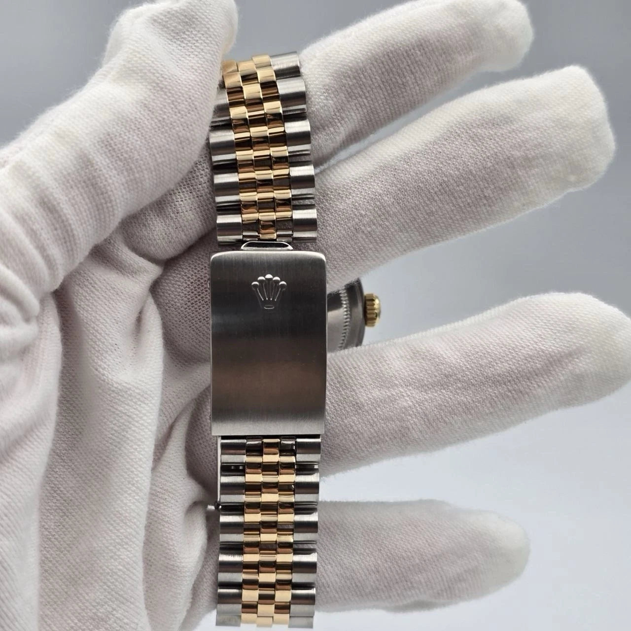 Rolex Datejust 36mm Black Stick Roman Two Tone 18K Yellow Gold Jubilee 16233