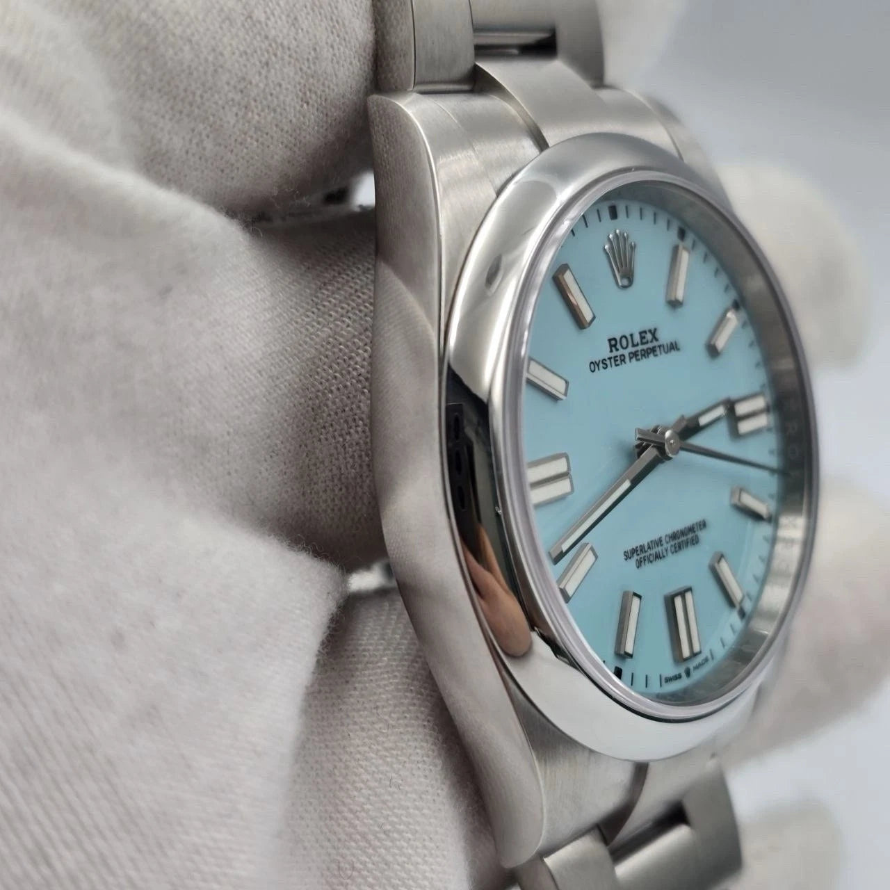 2021 PAPERS Rolex Oyster Perpetual 41mm Turquoise Blue Steel 124300 BOX