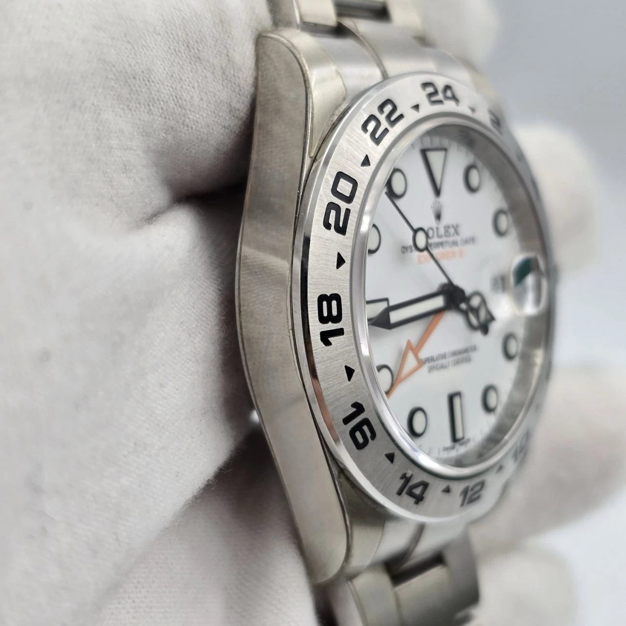 PAPERS 2019 Rolex Explorer II Stainless Steel White Orange 42mm Watch 216570 BOX