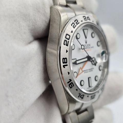 PAPERS 2019 Rolex Explorer II Stainless Steel White Orange 42mm Watch 216570 BOX