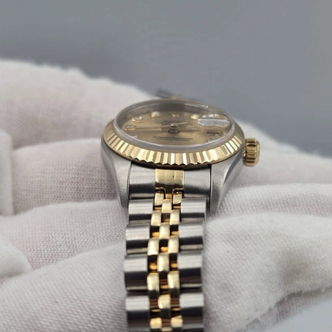 Rolex Datejust 79173 Two Tone Jubilee Champagne Diamond Dial 26mm Watch