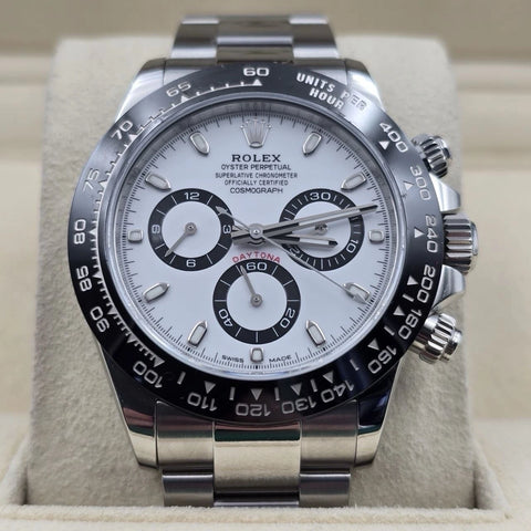 2023 PAPERS Rolex Daytona 116500LN White Dial Panda Ceramic 40mm Steel Watch BOX