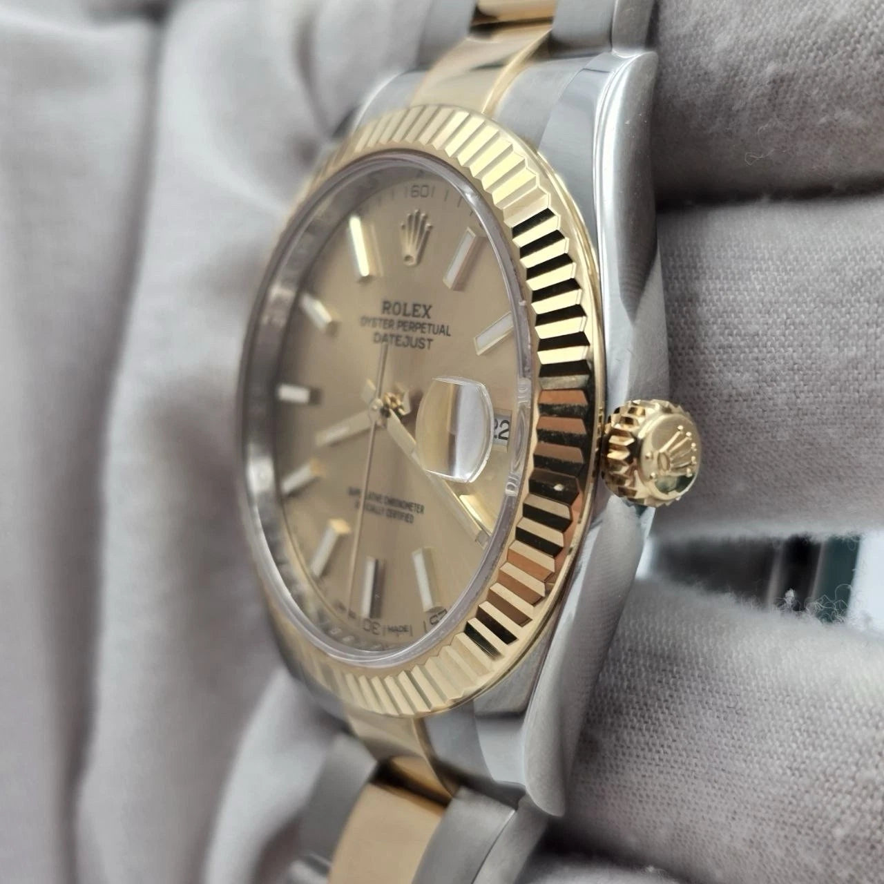 2017 PAPERS Rolex Datejust 41mm Champagne Dial Oyster 18K Gold Steel 126333 BOX